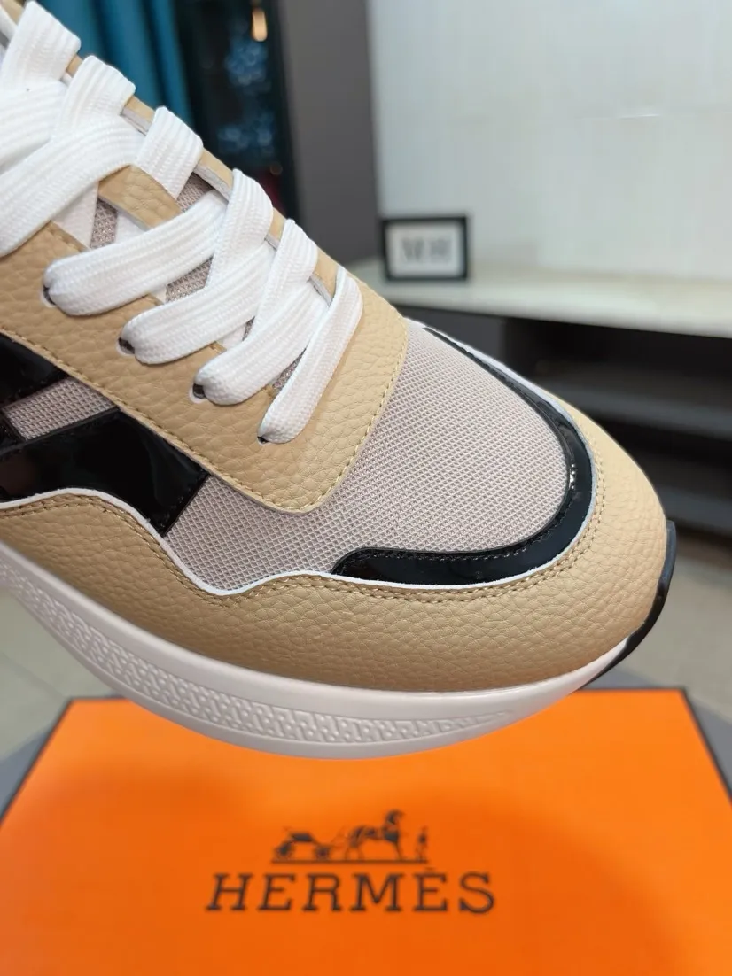 Men's shoes💰580🌸🌸【HERMES】Hermès high-end quality original shoe upper: 🔝tumbled calfskin, suede calfskin, shoe body sewn H totem, outsole: ultra-light TPU foam·rubber; two-color molded outsole, ultra-high quality control·fine workmanship: highlighting (high-end·luxury·grade) 38-44 (45 can be customized)